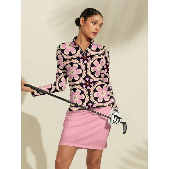 Acegolfs Tops - Acegolfs 1/4 Zip Pullover Womens XXL Botanical Energy Long Sleeve UPF Wicking